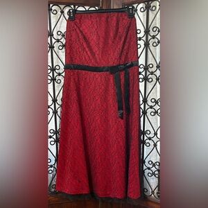 Torrid Red and Black Strapless Dress